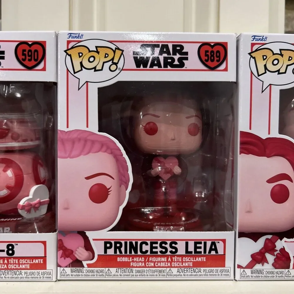 Funko Pop!Valentines Day BB-8, Princess Leia&Kylo Ren#589,590,591 w/ Protectors